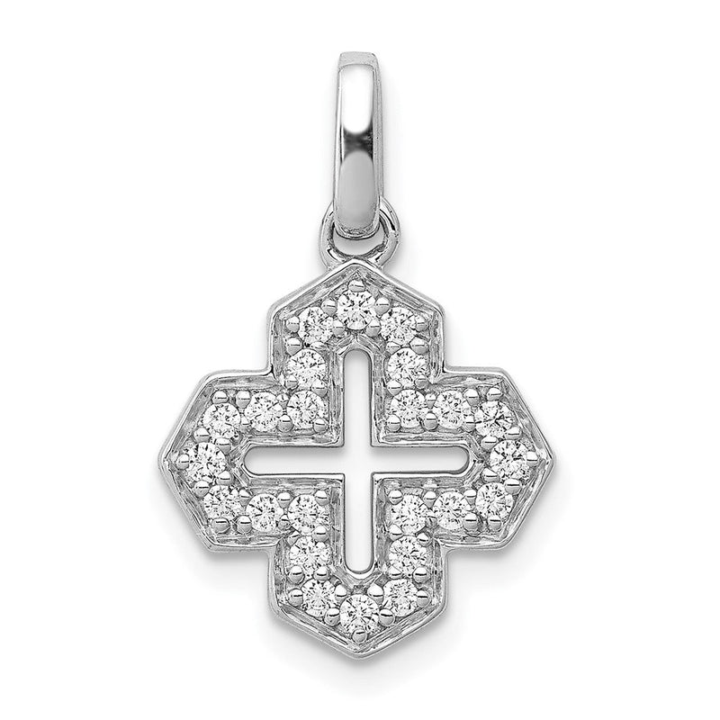 14K Weißgold 0,25 ct. Echter Diamant Fantasie-Kreuzanhänger