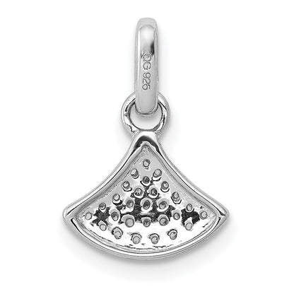 14K Weißgold 0,125 ct. Echter Diamant Fächerförmiger Anhänger