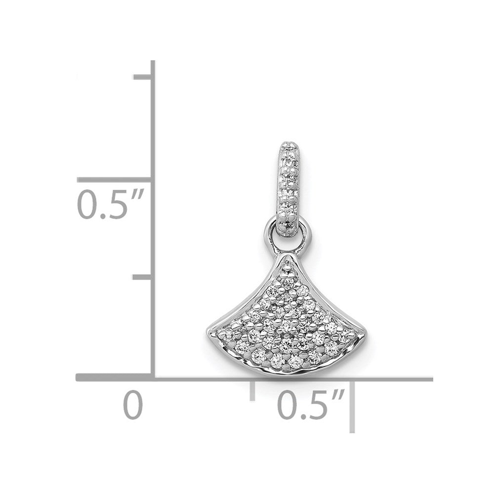 14K Weißgold 0,125 ct. Echter Diamant Fächerförmiger Anhänger