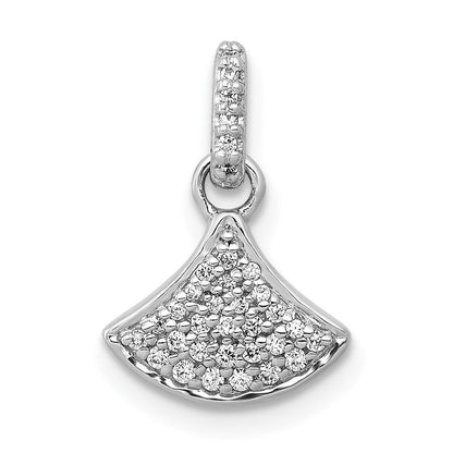 14K Weißgold 0,125 ct. Echter Diamant Fächerförmiger Anhänger
