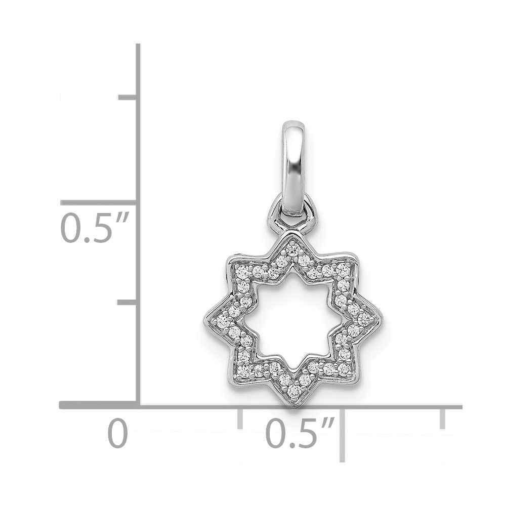 14K Weißgold 0,1 ct. Echter Diamant Davidstern-Anhänger