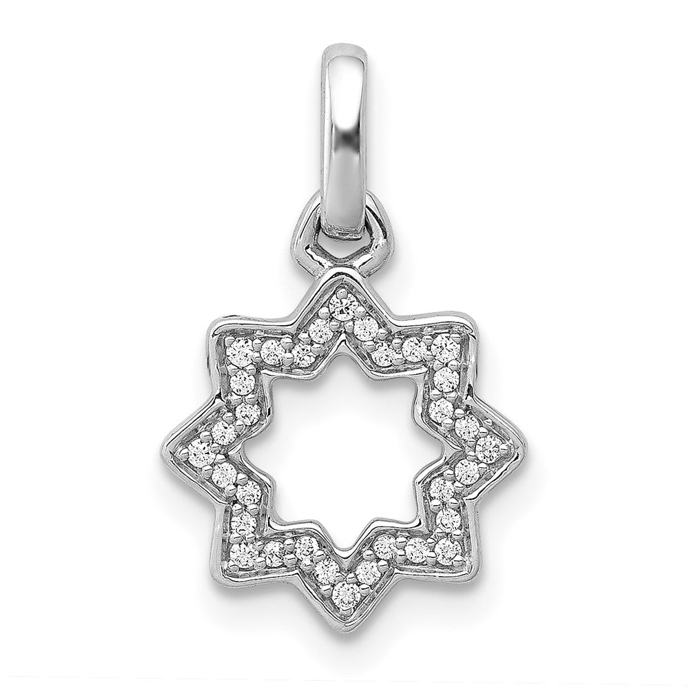 14K Weißgold 0,1 ct. Echter Diamant Davidstern-Anhänger