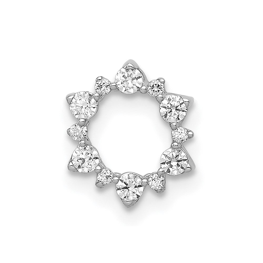 14K Weißgold Echt Diamant Fantasie Kreis Kette Anhänger