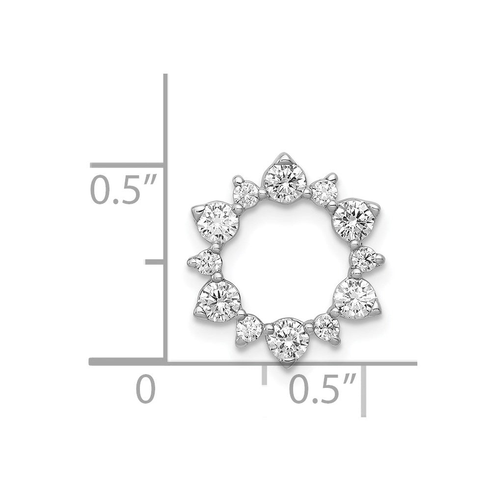 14K Weißgold Echt Diamant Fantasie Kreis Kette Anhänger