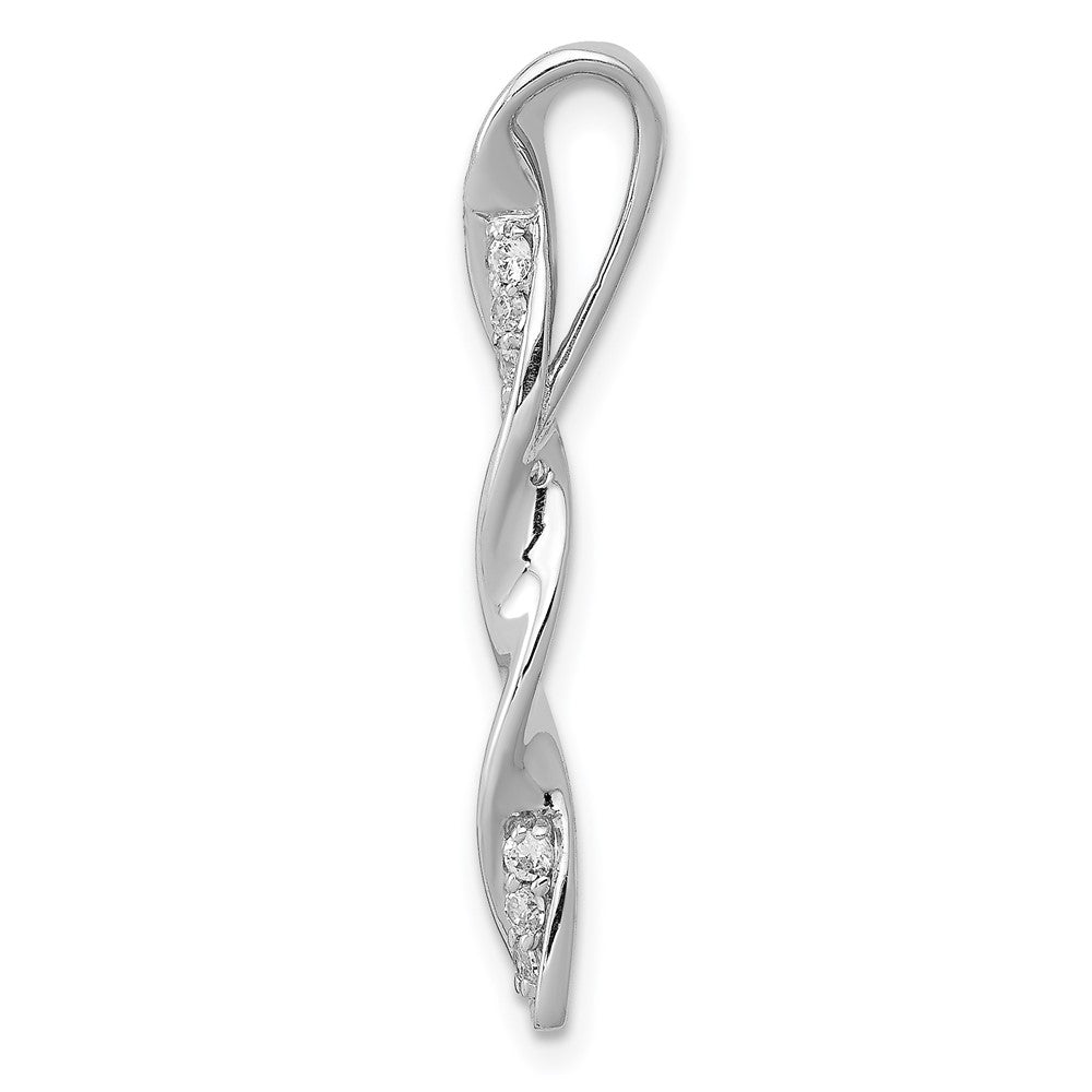 14K Weißgold 1/10ct. Echt Diamant Fantasie Gedreht Kette Anhänger