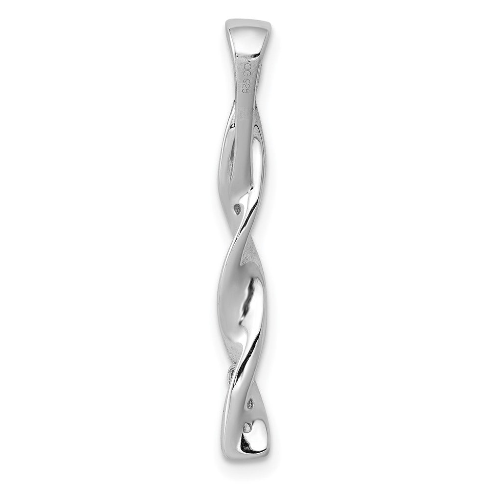14K Weißgold 1/10ct. Echt Diamant Fantasie Gedreht Kette Anhänger