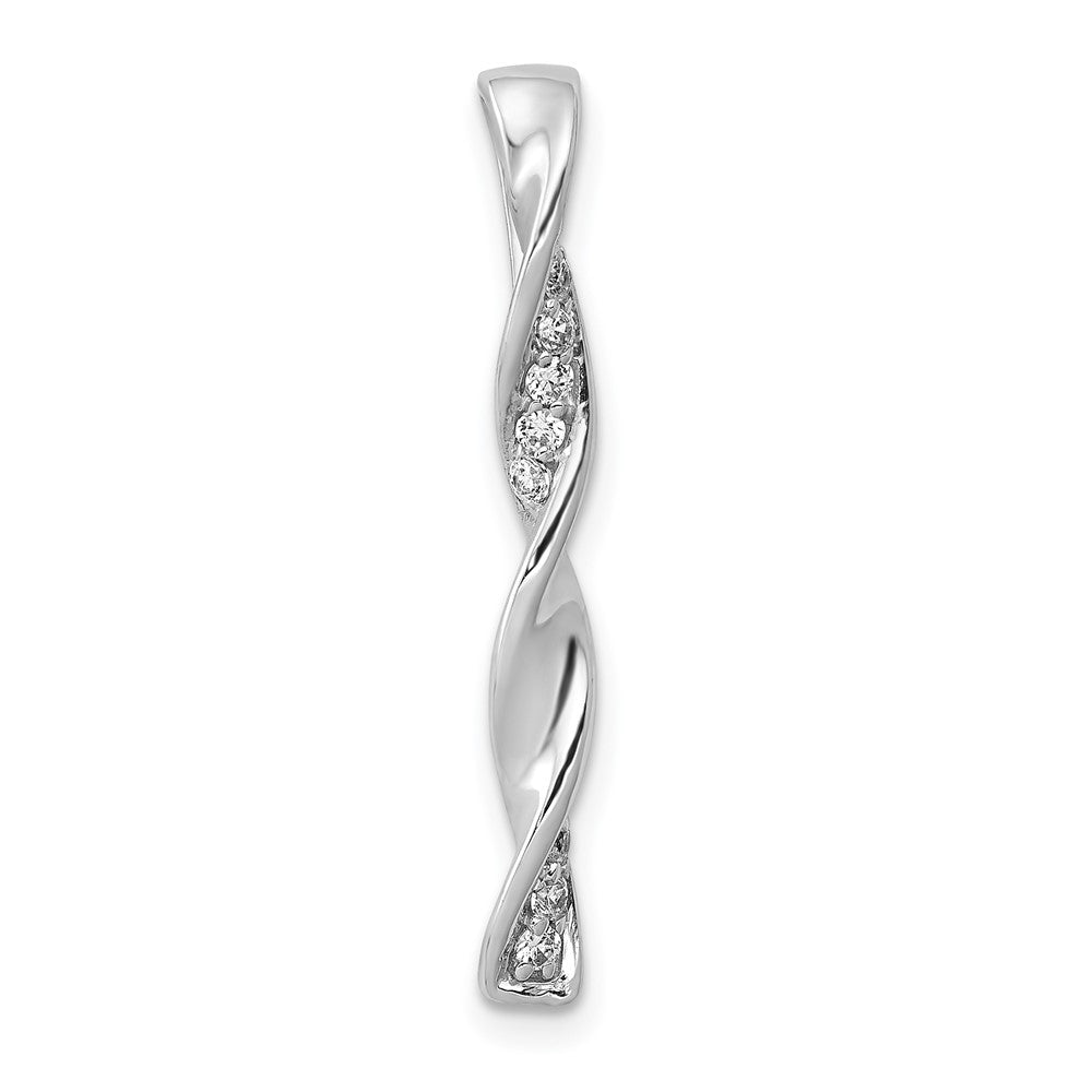 14K Weißgold 1/10ct. Echt Diamant Fantasie Gedreht Kette Anhänger