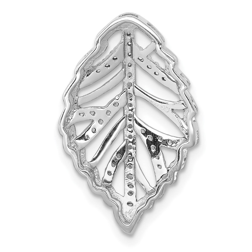 14K Weißgold 1/6ct. Echt Diamant Blatt Kette Anhänger