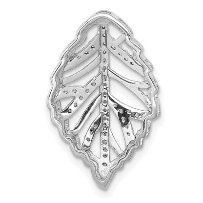 14K Weißgold 1/6ct. Echt Diamant Blatt Kette Anhänger