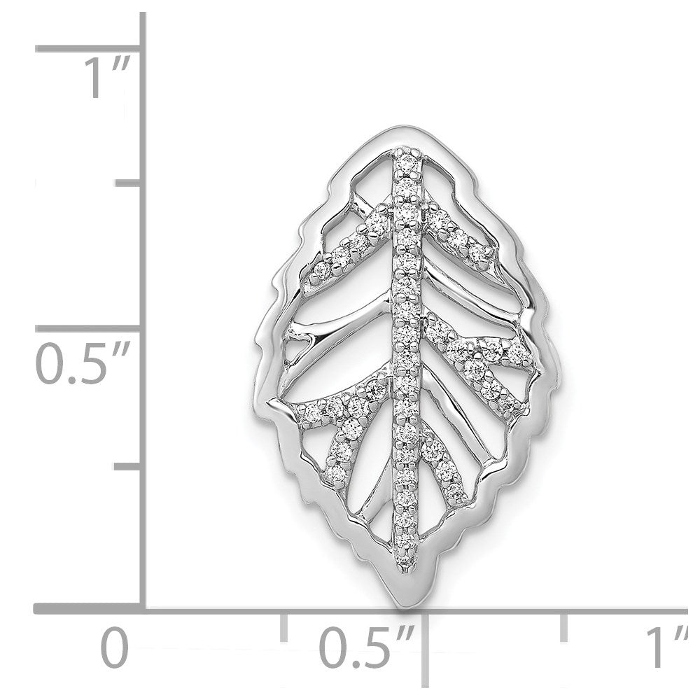 14K Weißgold 1/6ct. Echt Diamant Blatt Kette Anhänger