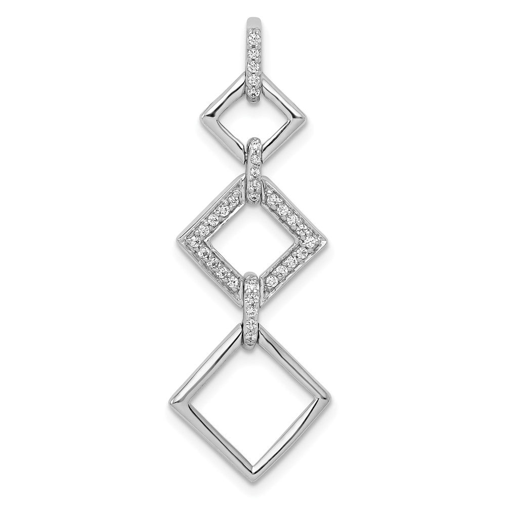 14K Weißgold 0,17 ct. Echter Diamant Fancy-Quadrat-Wackelanhänger