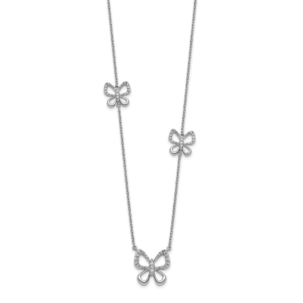 14K Weißgold Echt Diamant Schmetterling Halskette