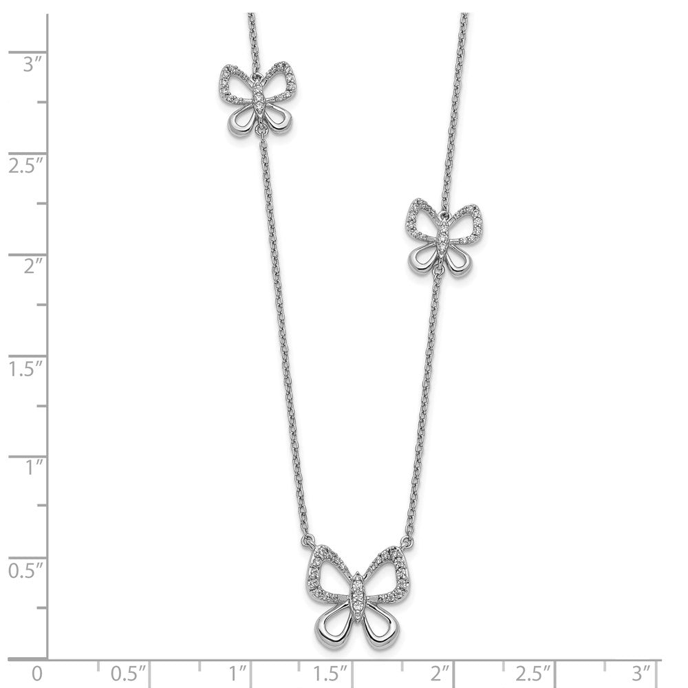14K Weißgold Echt Diamant Schmetterling Halskette