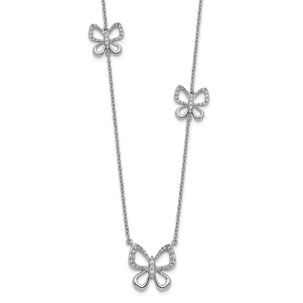 14K Weißgold Echt Diamant Schmetterling Halskette