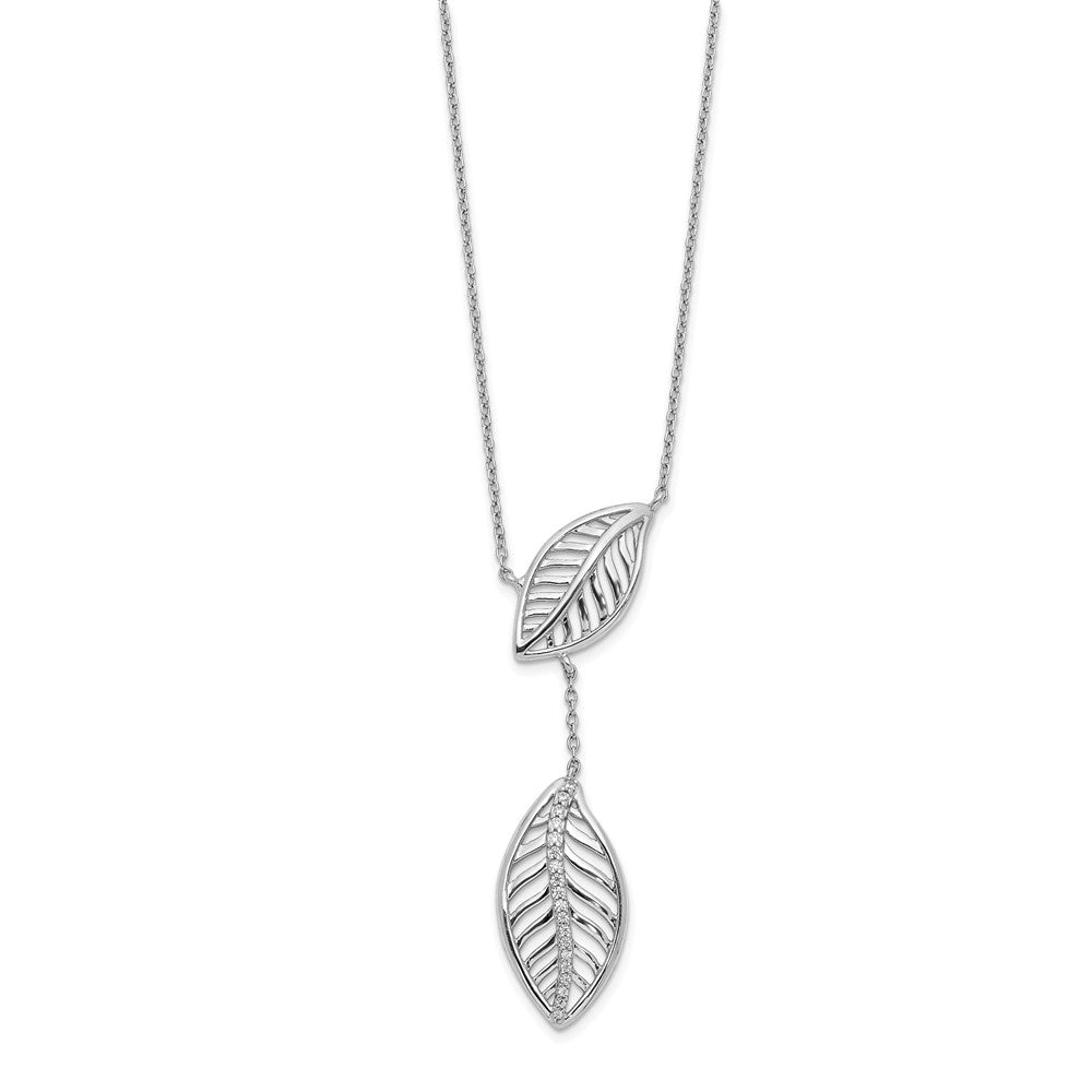14K Weißgold Echt Diamant Leaves Halskette