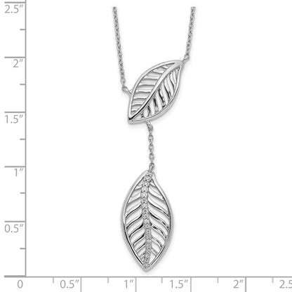 14K Weißgold Echt Diamant Leaves Halskette