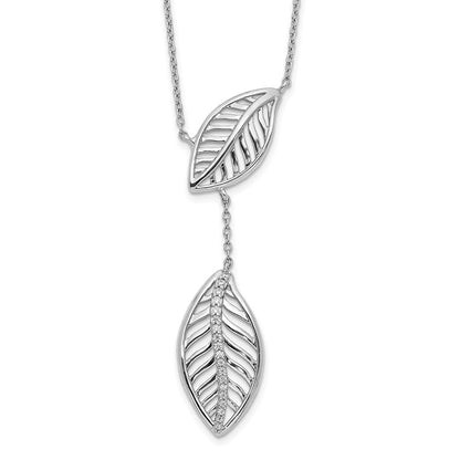 14K Weißgold Echt Diamant Leaves Halskette