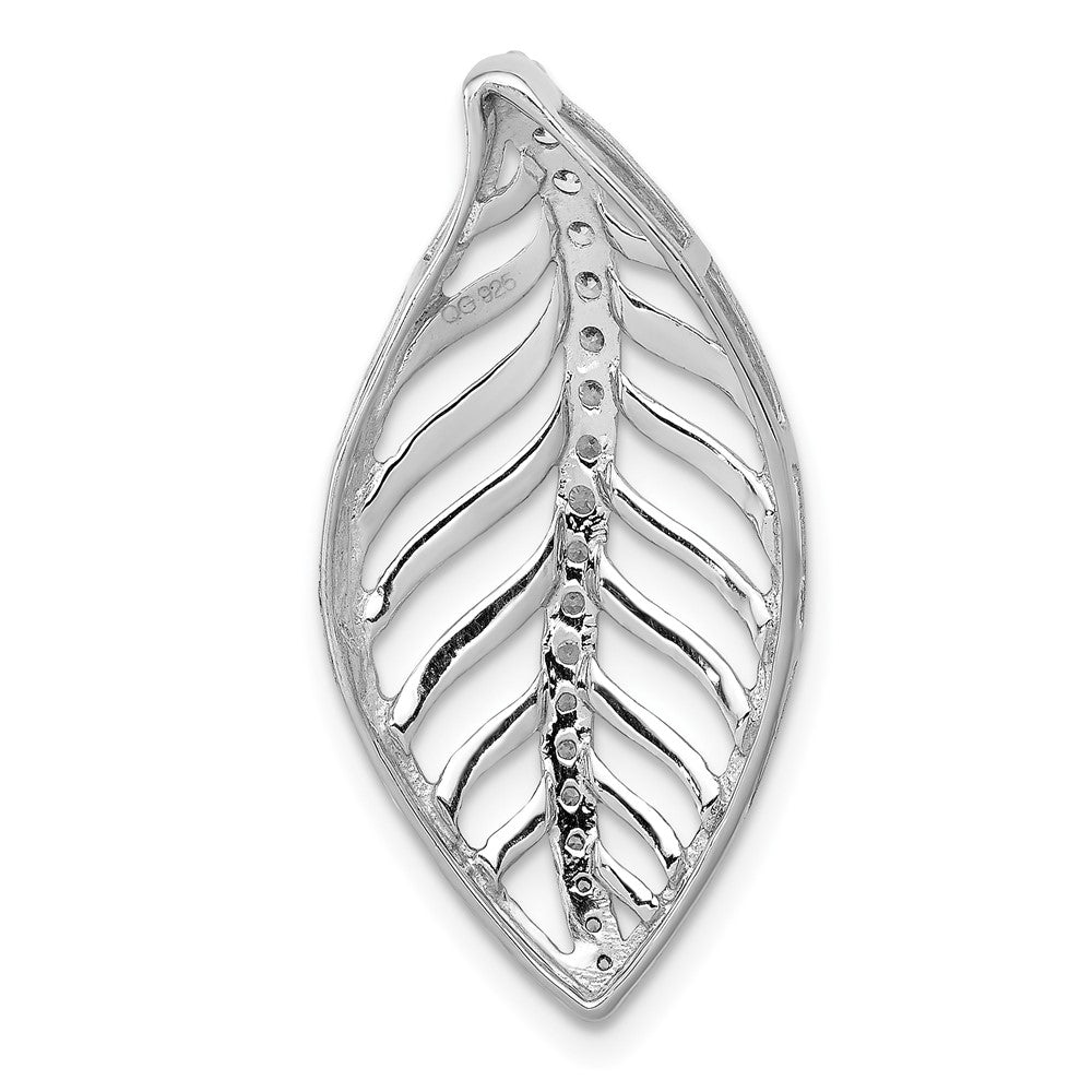 14K Weißgold 1/5ct. Echt Diamant Blatt Kette Anhänger
