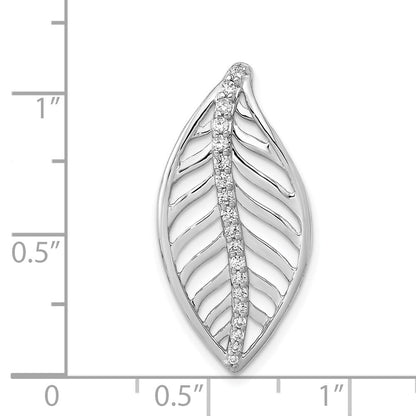 14K Weißgold 1/5ct. Echt Diamant Blatt Kette Anhänger