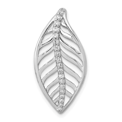 14K Weißgold 1/5ct. Echt Diamant Blatt Kette Anhänger