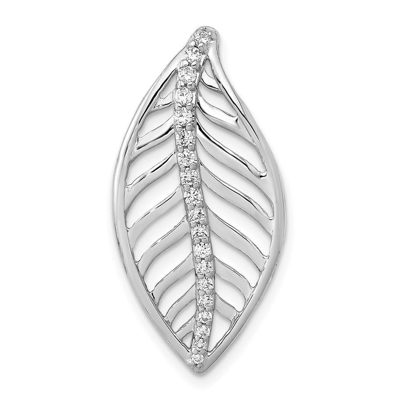 14K Weißgold 1/5ct. Echt Diamant Blatt Kette Anhänger