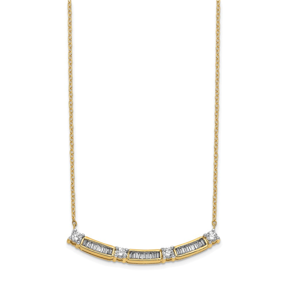 14K Gelbgold Echt Diamant Gebogen Stab Halskette