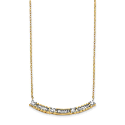 14K Gelbgold Echt Diamant Gebogen Stab Halskette