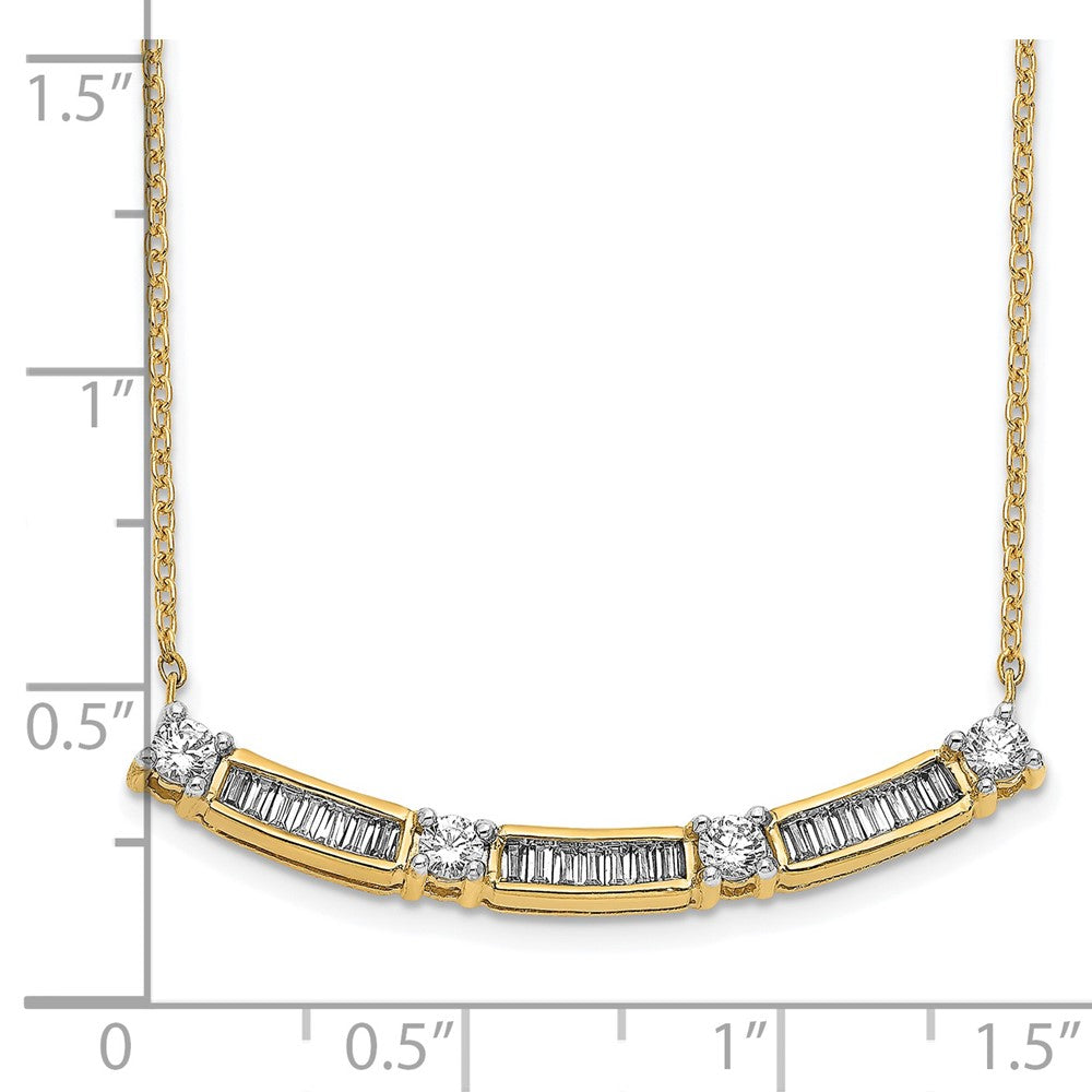 14K Gelbgold Echt Diamant Gebogen Stab Halskette