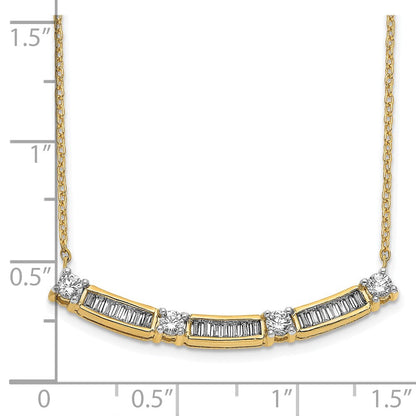 14K Gelbgold Echt Diamant Gebogen Stab Halskette