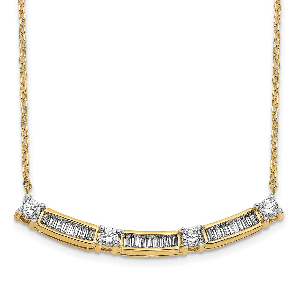 14K Gelbgold Echt Diamant Gebogen Stab Halskette