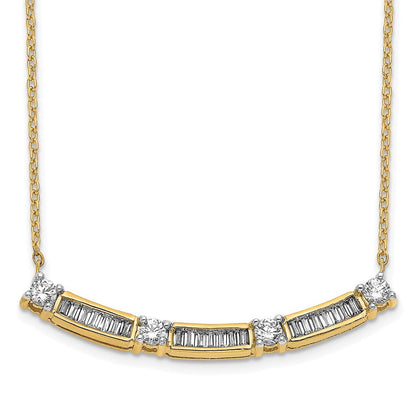 14K Gelbgold Echt Diamant Gebogen Stab Halskette