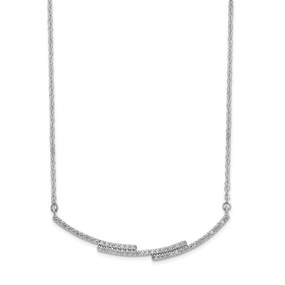 14K Weißgold Echt Diamant Gebogen Stab Halskette