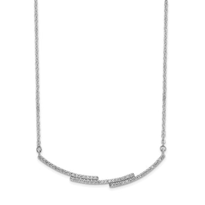 14K Weißgold Echt Diamant Gebogen Stab Halskette