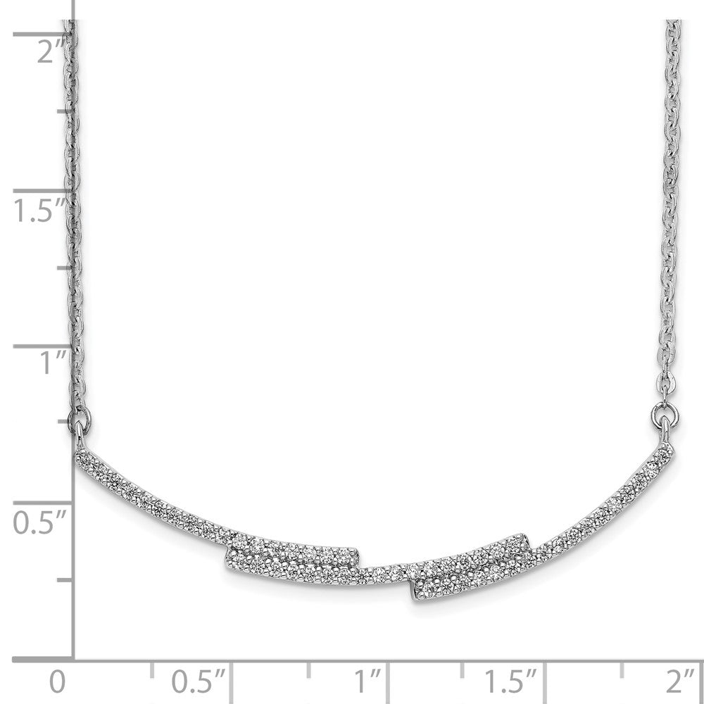 14K Weißgold Echt Diamant Gebogen Stab Halskette