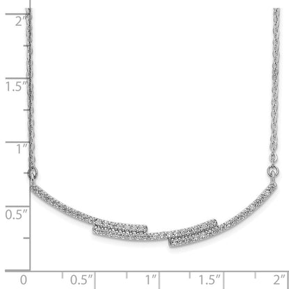 14K Weißgold Echt Diamant Gebogen Stab Halskette