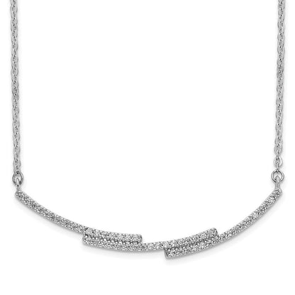 14K Weißgold Echt Diamant Gebogen Stab Halskette