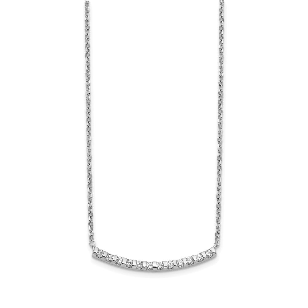 14K Weißgold 1/4 Ct. Im Labor Gezüchtet Diamant Vs/si+ G+ 18 Zoll Gebogen Stab Halskette