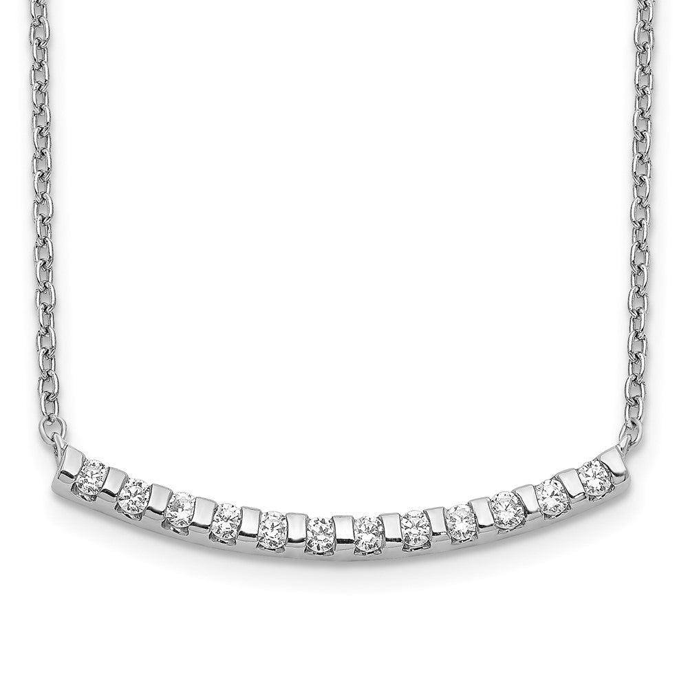 14K Weißgold 1/4 Ct. Im Labor Gezüchtet Diamant Vs/si+ G+ 18 Zoll Gebogen Stab Halskette