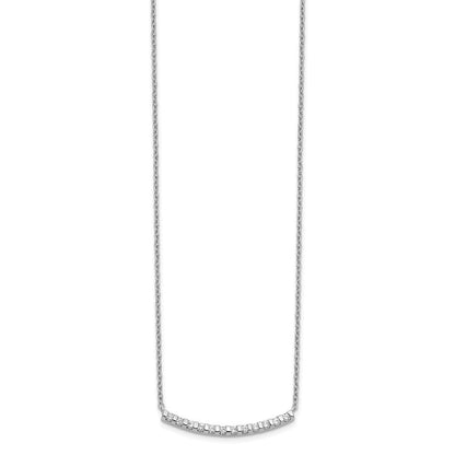 14K Weißgold Echt Diamant Gebogen Stab 18 Zoll Halskette