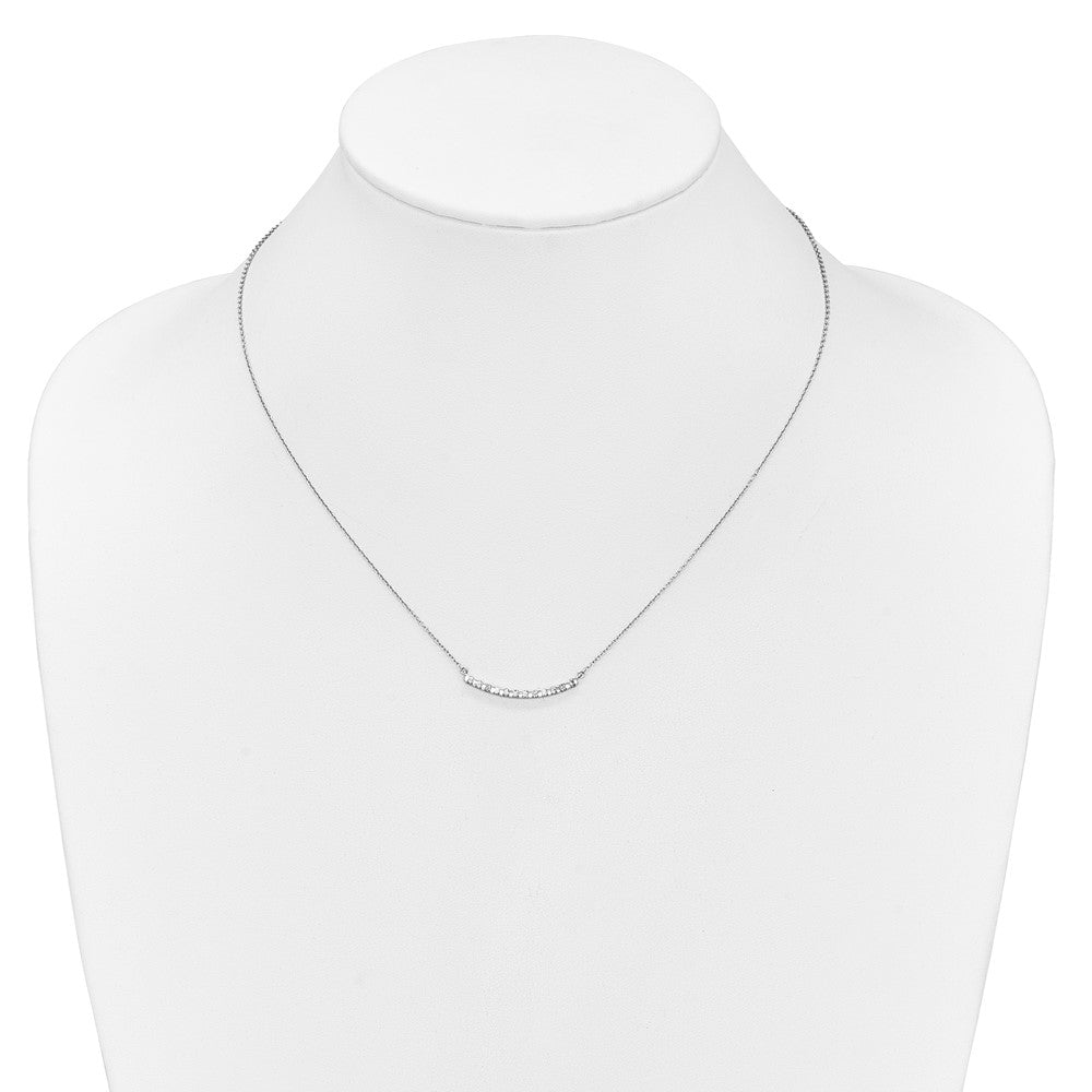 14K Weißgold Echt Diamant Gebogen Stab 18 Zoll Halskette