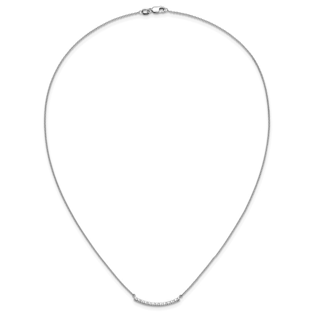 14K Weißgold Echt Diamant Gebogen Stab 18 Zoll Halskette