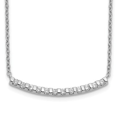 14K Weißgold Echt Diamant Gebogen Stab 18 Zoll Halskette