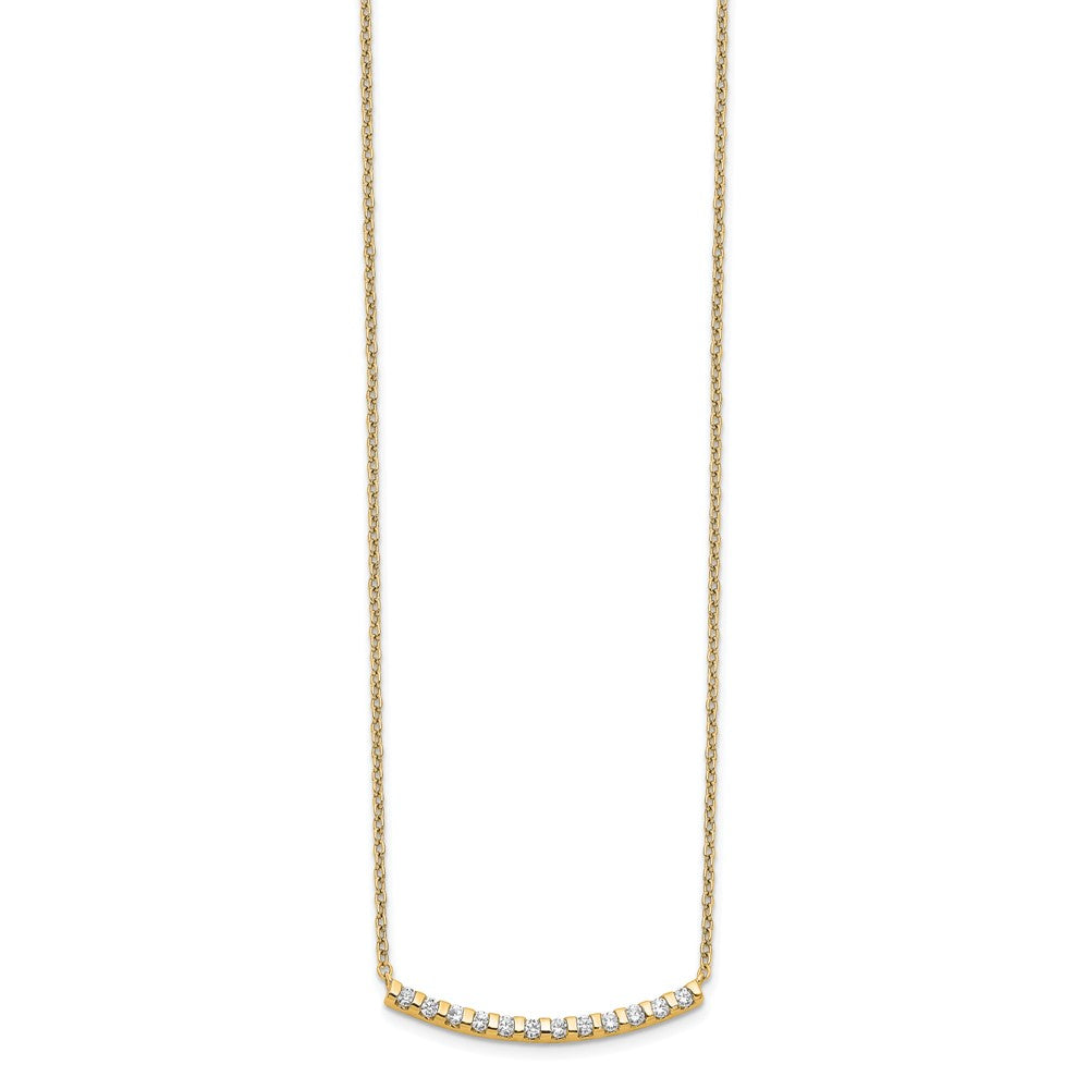 14K Gelbgold 1/4 Ct. Im Labor Gezüchtet Diamant Vs/si+ G+ 18 Zoll Gebogen Stab Halskette