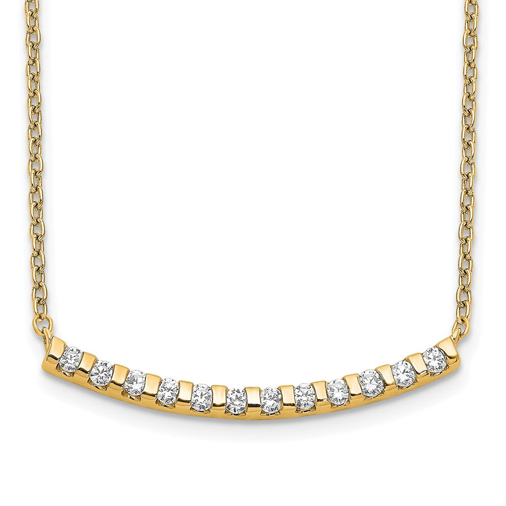 14K Gelbgold 1/4 Ct. Im Labor Gezüchtet Diamant Vs/si+ G+ 18 Zoll Gebogen Stab Halskette