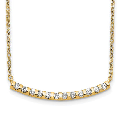 14K Gelbgold 1/4 Ct. Im Labor Gezüchtet Diamant Vs/si+ G+ 18 Zoll Gebogen Stab Halskette