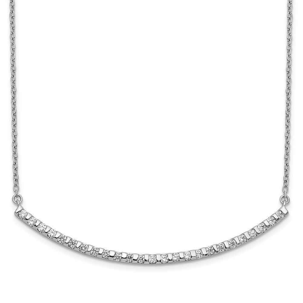 14K Weißgold Echt Diamant Gebogen Stab 18 Zoll Halskette