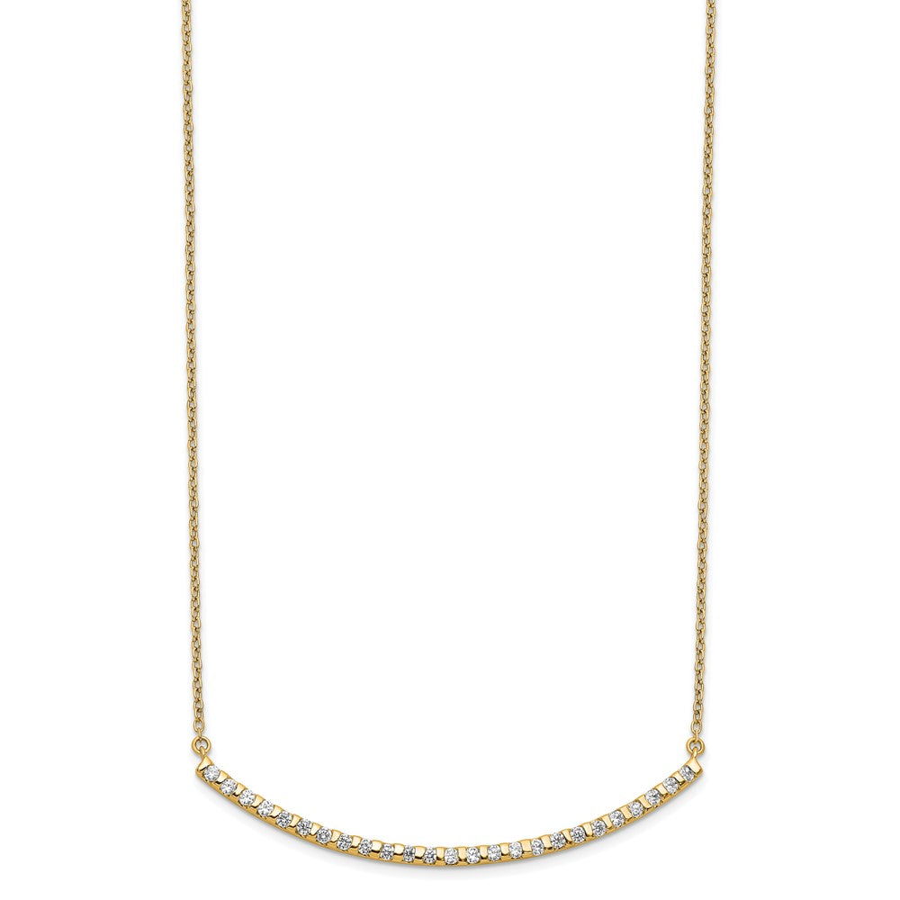14K Gelbgold 1/2 Ct. Im Labor Gezüchtet Diamant Vs/si+ G+ 18 Zoll Gebogen Stab Halskette
