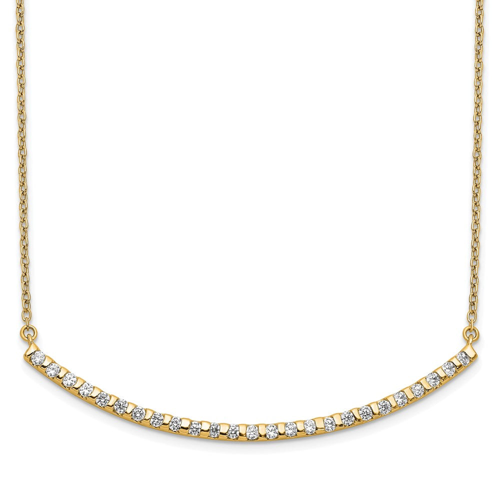 14K Gelbgold 1/2 Ct. Im Labor Gezüchtet Diamant Vs/si+ G+ 18 Zoll Gebogen Stab Halskette