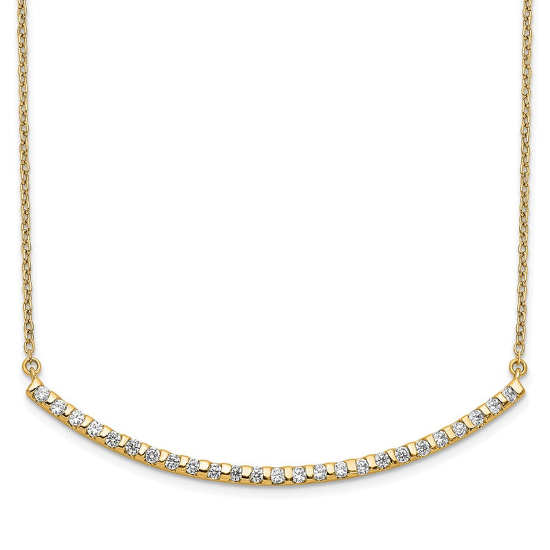 14K Gelbgold 1/2 Ct. Im Labor Gezüchtet Diamant Vs/si+ G+ 18 Zoll Gebogen Stab Halskette