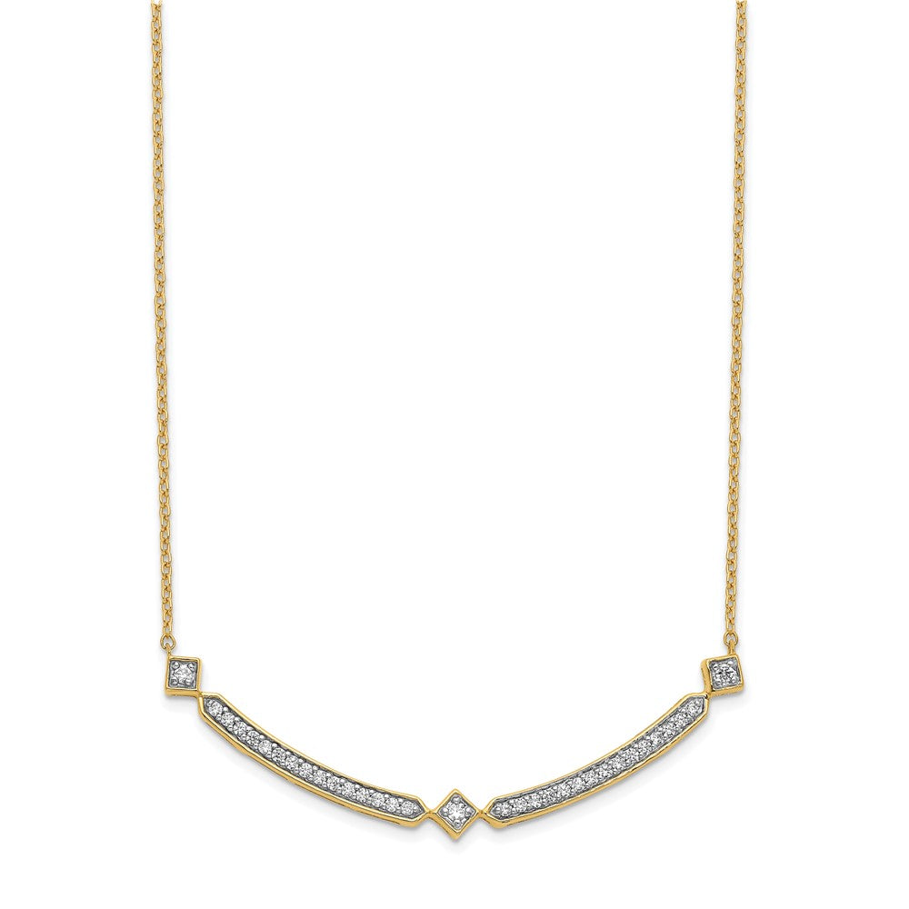 14K Gelbgold Echt Diamant Gebogen Stab 18 Zoll Halskette